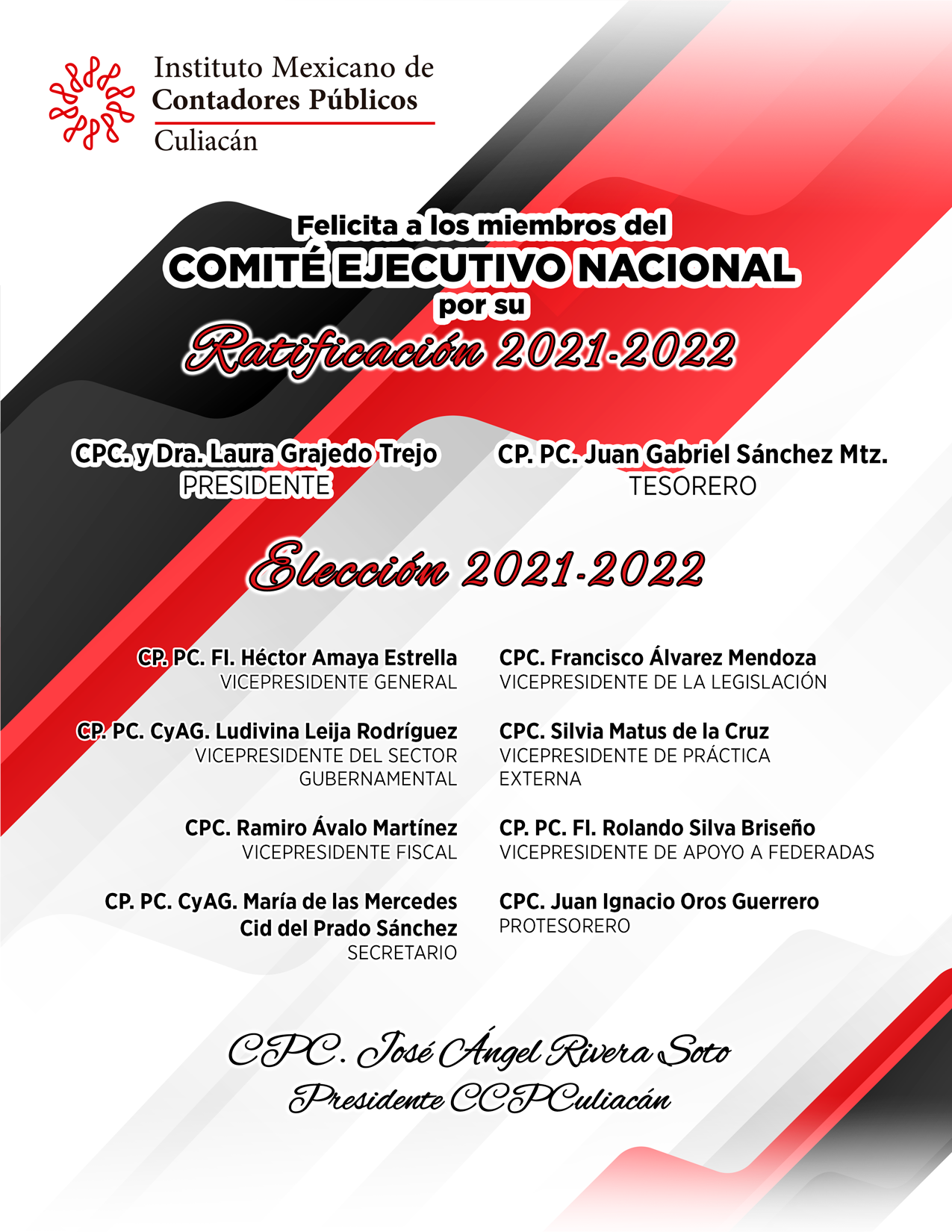 FELICITACION CONSEJO DIRECTIVO NACIONAL IMCP 2021